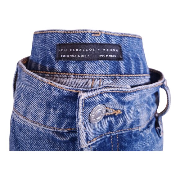 Jen Ceballos x Mango Medium Wash Straight Leg Rigid Denim Jeans Women's EUR 40 - Picture 5 of 5